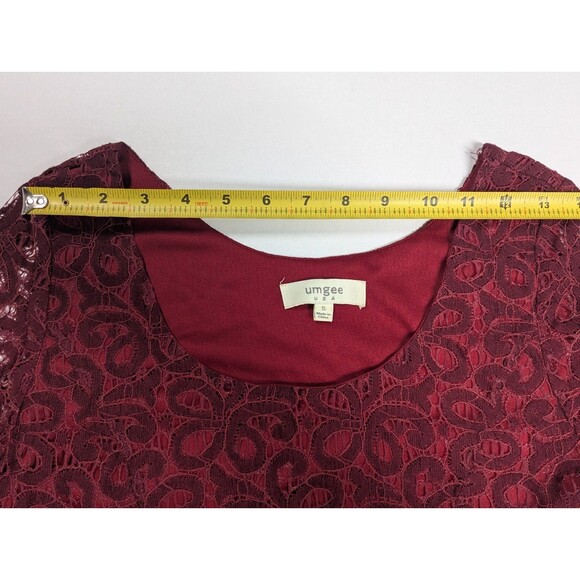 UMGEE Women's Dress Bohemian Tunic Small Burgundy Red Bell Sleeves Scoop Neck - Picture 7 of 11